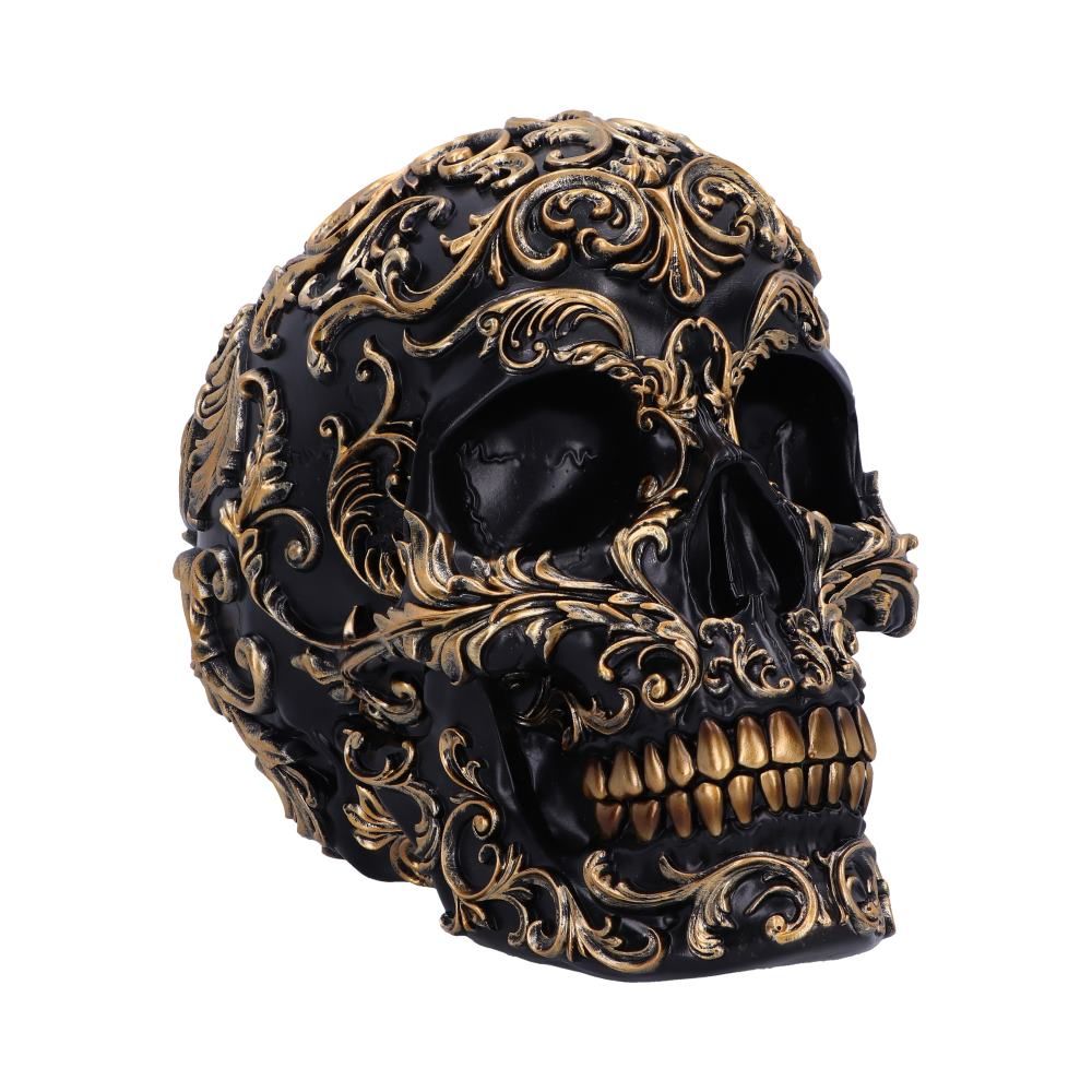 Nemesis Now Time Goes By Skull Doré 17,5 Cm - Crâne Décoratif Gothique Avec Horloges